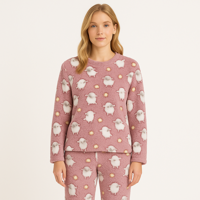 Pijama Fofinho e Quentinho Rosê Estampa Ovelhinhas + Brinde + Frete Grátis