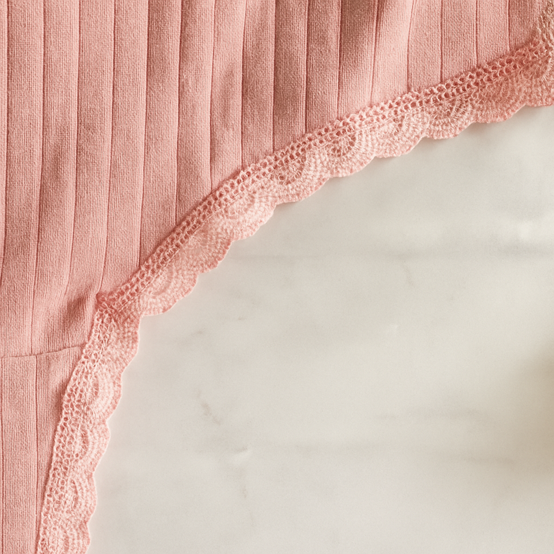 Kit 05 Calcinhas de Algodão Canelado com Renda fio conforto - Liana