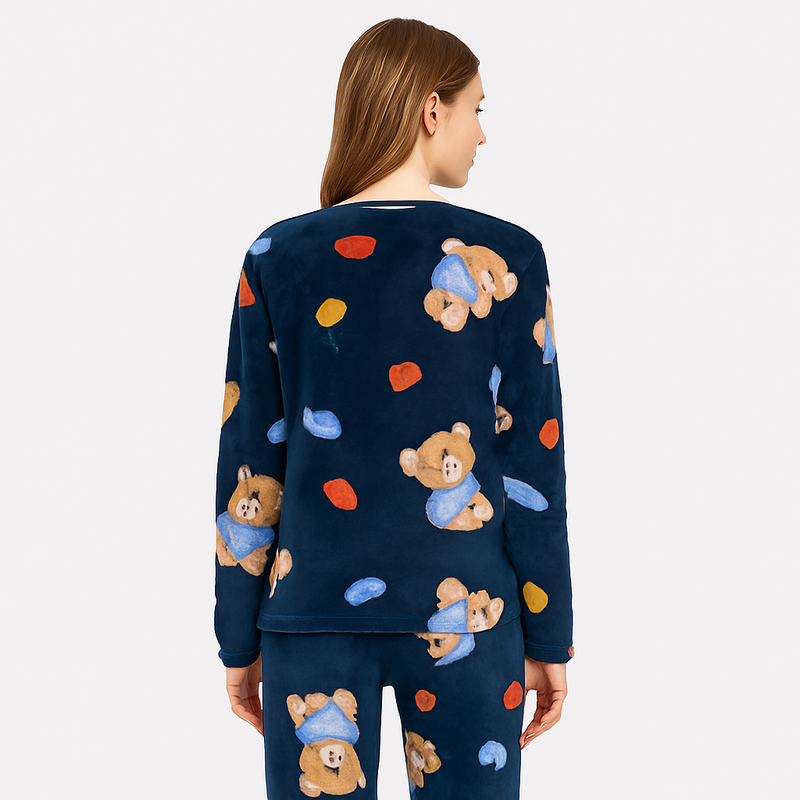 Combo Bobbie Goods: Pijama Azul Marinho com Estampa de Ursinho + 03 Meias térmicas fofas + Livro Bobbie Goods