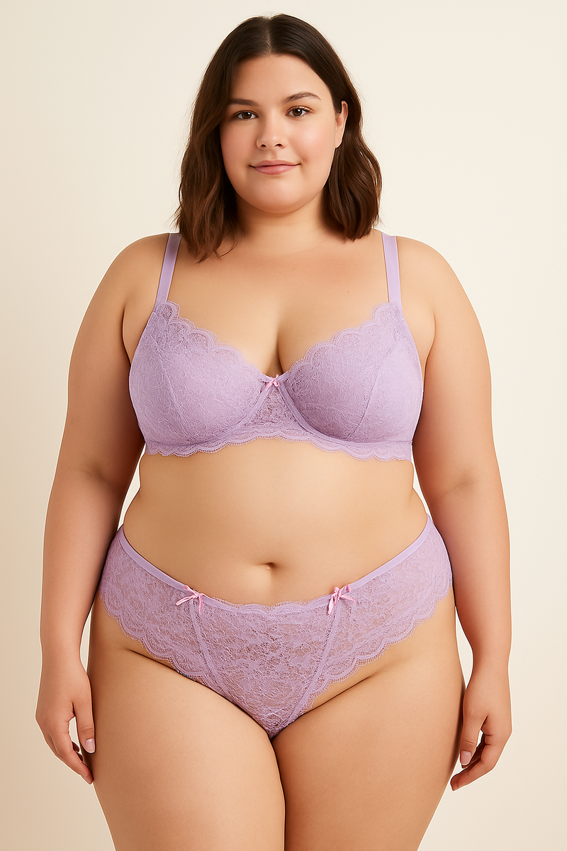 Conjunto Plus Size: Calcinha e Sutiã de Poliamida Alta sustentação