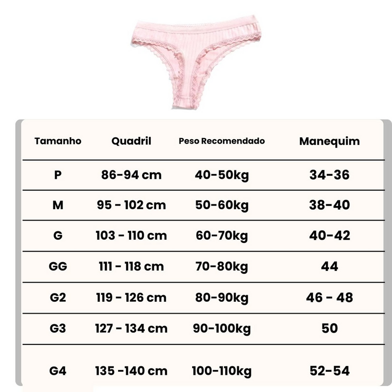 Kit 5 á 20 Calcinhas de Algodão Liana - FRETE GRÁTIS
